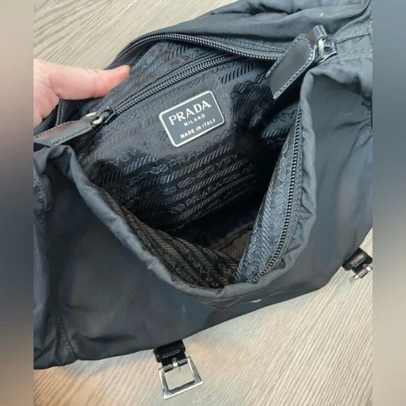 Prada - Vela Messenger Bag ~9.75”H x 13”L" x 4.5”D Black Nylon Pristine $Firm - Picture 13 of 17